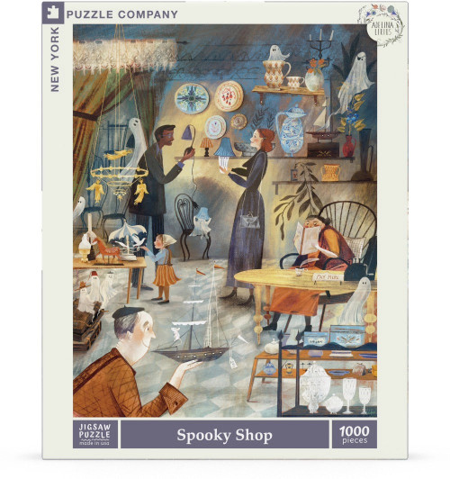 front of puzzle box  of New York Puzzle company Spooky Shop
