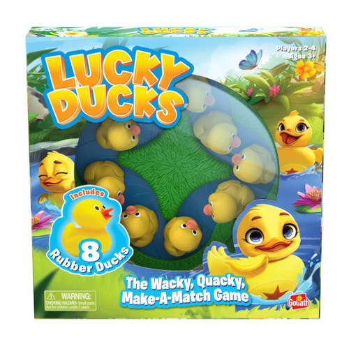 front of game box with yellow ducks and a pond