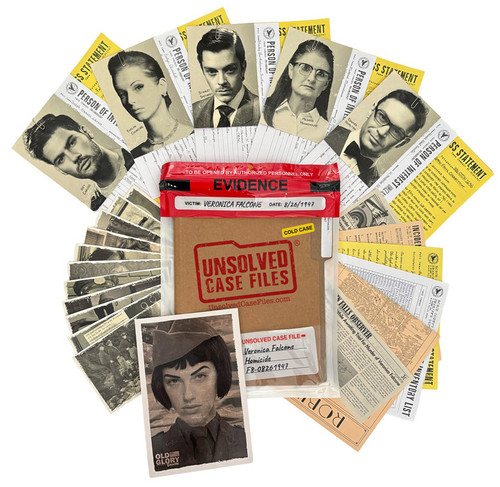 evidence fanned out around a case file. evidence fanned out around a case file.