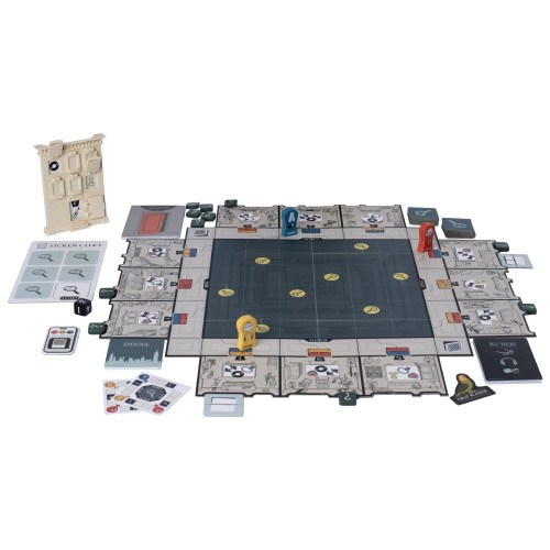 a building lay out with characters and rooms