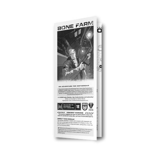 a brochure with a person holding a gun in a puffy jacket
