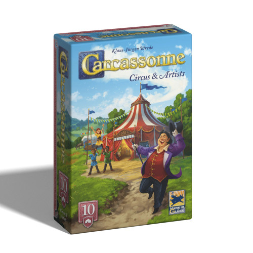 Expansion box, art depicting a circus tent and performers