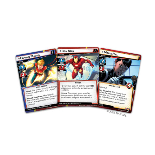 Iron Man, Maria Hill and Captain Marvel cards