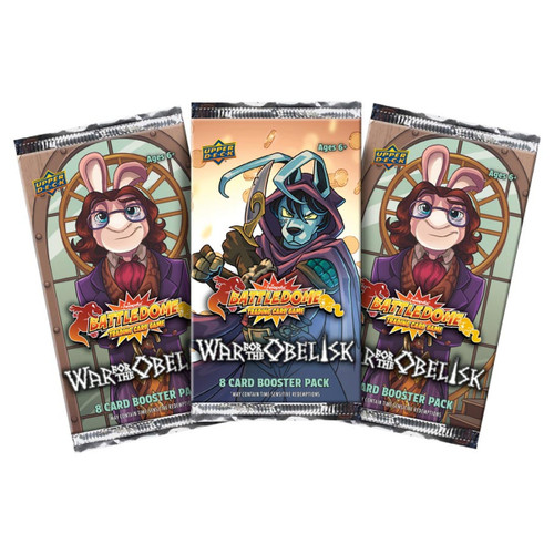 Three booster packs from the War for the Obelisk set