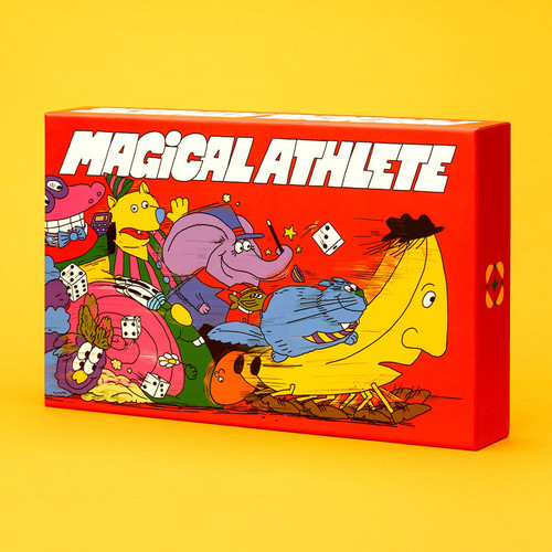 the front of the bright red game box featuring fruit racing