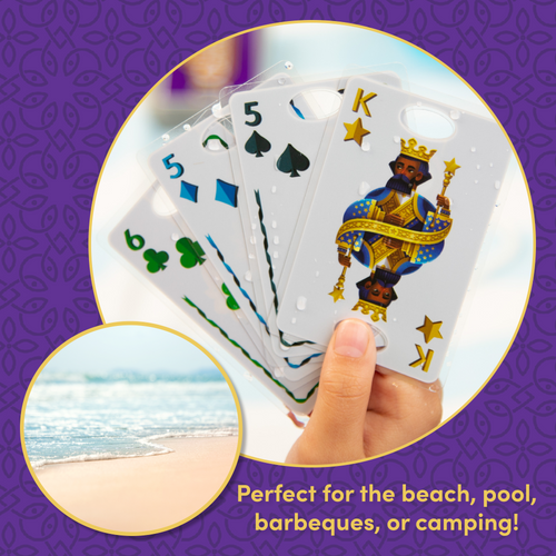 the cards fanned out with water droplets