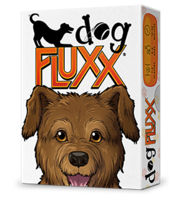 front of the card box featuring a fluffy brown dog