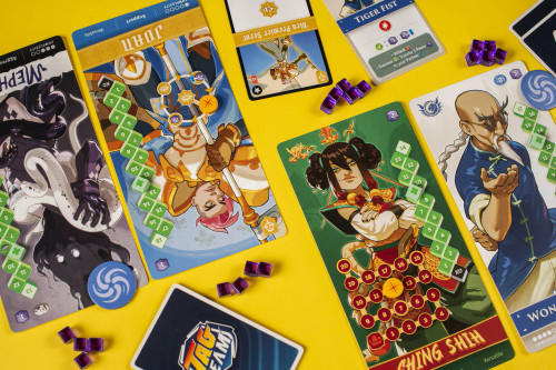 Gameplay example with cards and tokens
