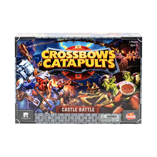 front of game box featuring a battle of dwarves' vs goblins