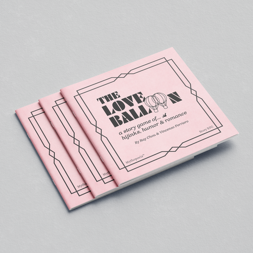 light pink booklet with the O's being air balloons