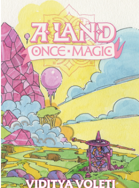 a pink mountain and sky with green and yellow lands