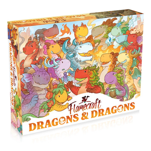 Expansion box, depicting a crowd of colorful cartoon dragons
