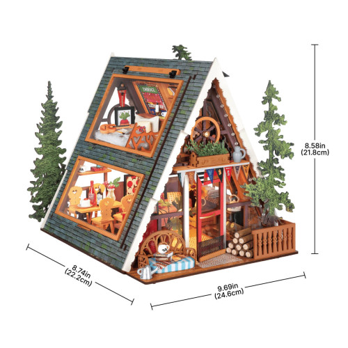 Completed model with dimensions shown