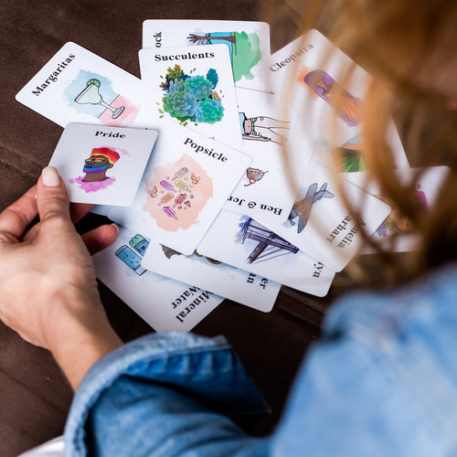 the game cards flipped up to reveal contents