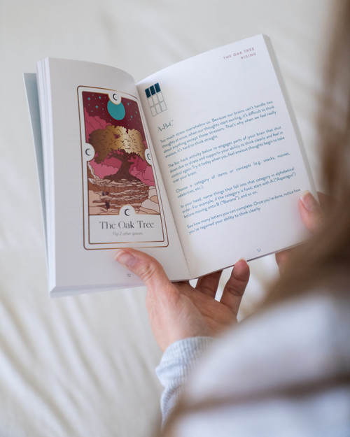 a player looking at the booklet spread