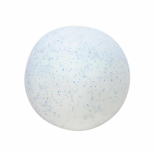 white ball with blue speckles