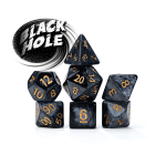 black dice with gold numbers