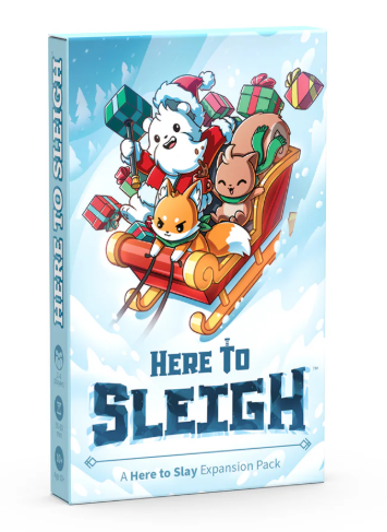 front of game box white with characters on a sleigh