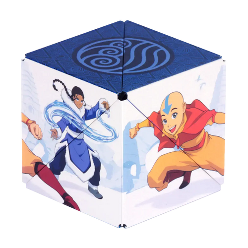 white and blue cube with avatar characters