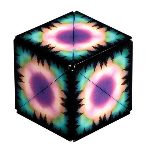 black tree boarder with purple circular center cube