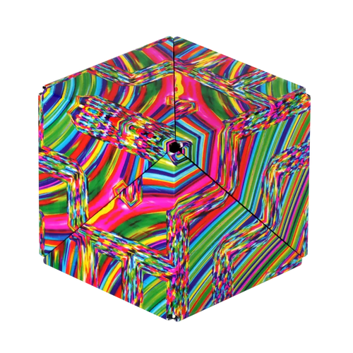 pink and green cube with trippy color combos