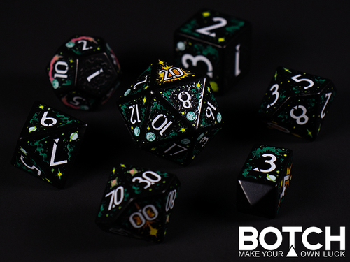black dice with white number and space background