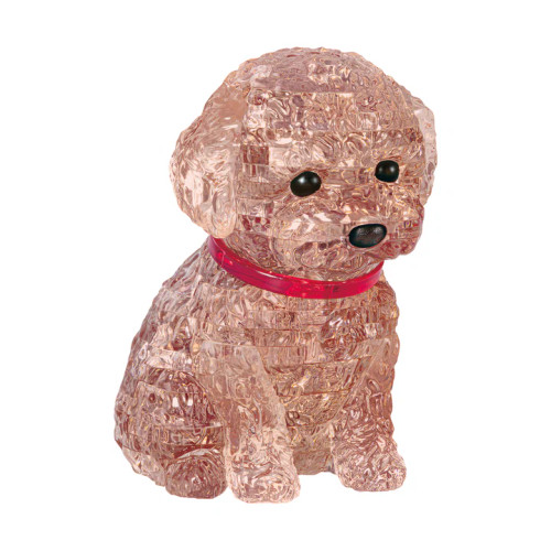 Completed model of a brown dog with a red collar