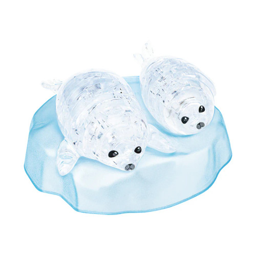 completed puzzle of two seals on an ice floe