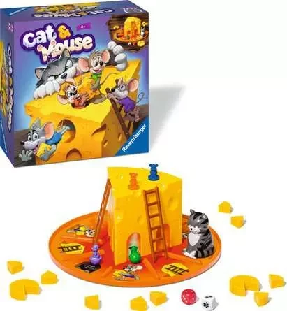 Gameplay setup with a large "block of cheese" centerpiece that players can climb and slide back down through holes