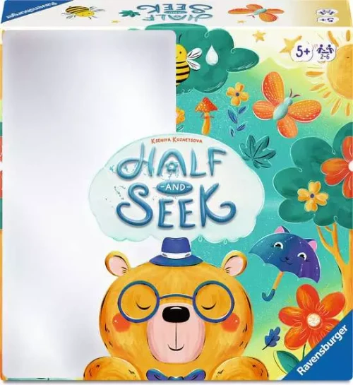 Game box depicting a cartoon bear with a vibrant meadow behind one side and black white space behind the other