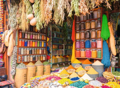 Puzzle image, depicting a spice market stall