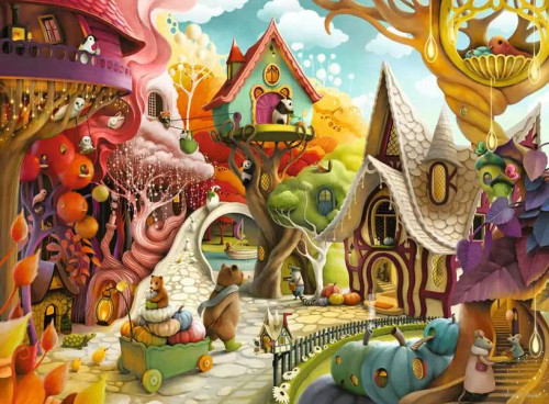 Puzzle image, depicting fantasy fairy tale homes