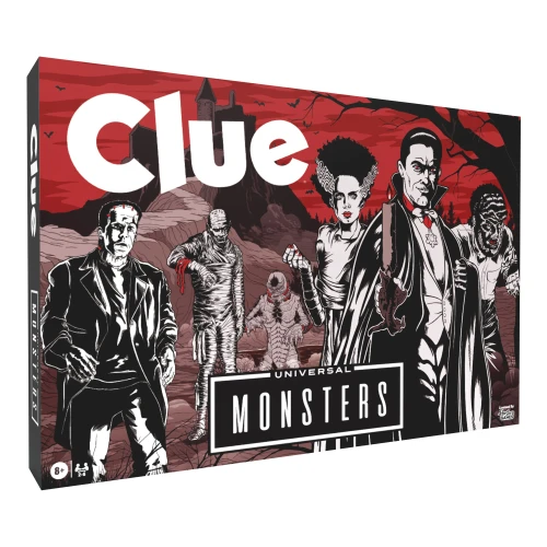 Game box depicting classic horror movie monsters including Frankenstein, The Creature from the Black Lagoon, The Mummy, and more