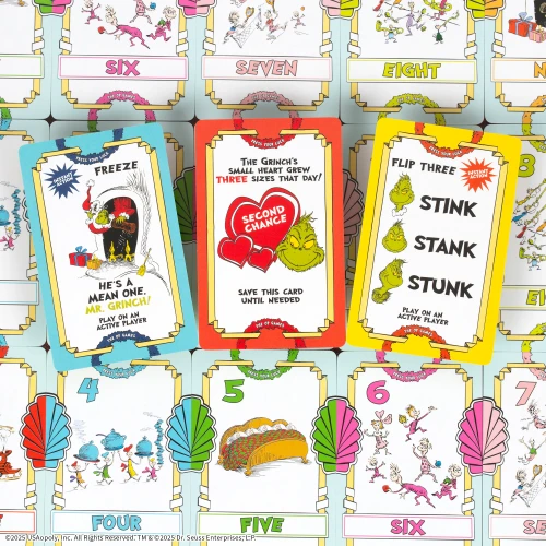 Three Grinch-themed special action cards