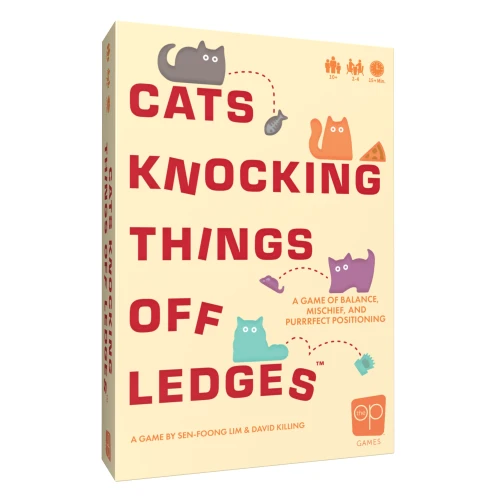 Game box, depicting items falling away from cartoon cats