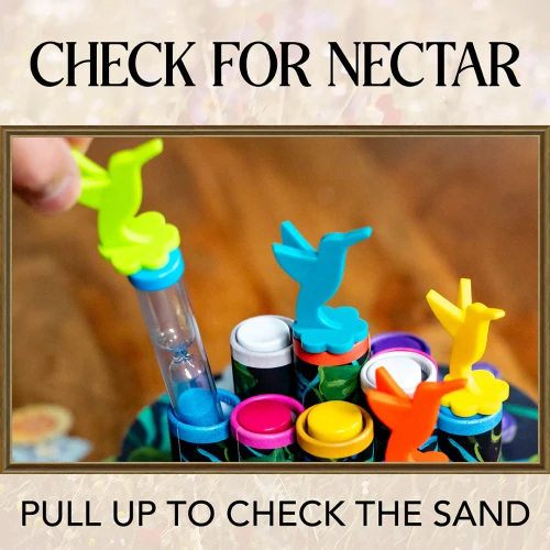 Graphic on how to check for nectar: pull up on the sandtimer to check the sand