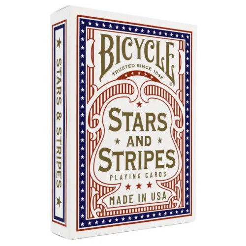 Deck packaging, depicting a red, white and blue pattern of stars and stripes