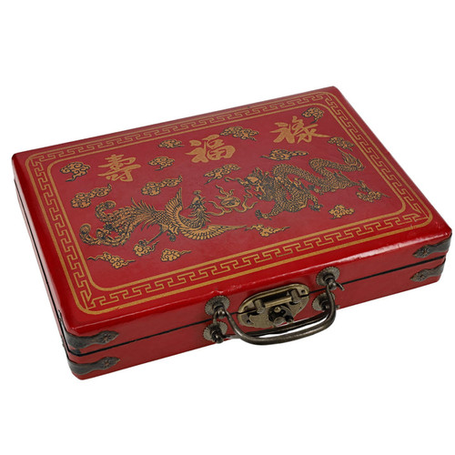 the case closed with red and traditional art