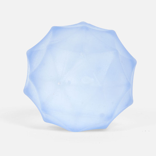 a sphere shaped squish with ridges blue colored