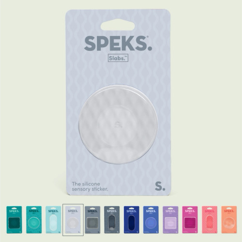 White/gray sensory pad in hanging packaging
