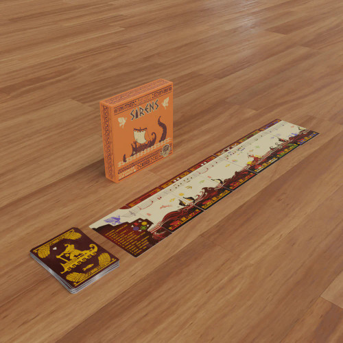 The game box with a line of cards representing a siren song