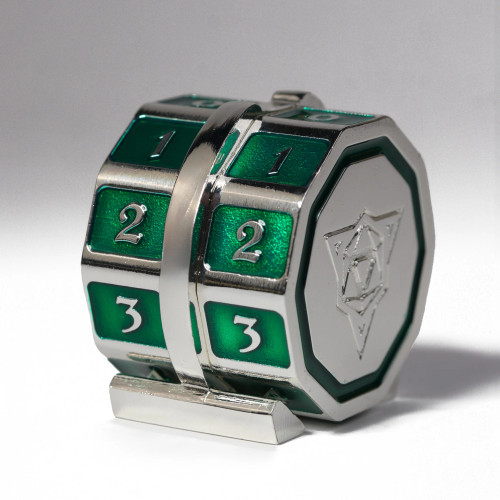 Metal counter with two spinning dials side by side