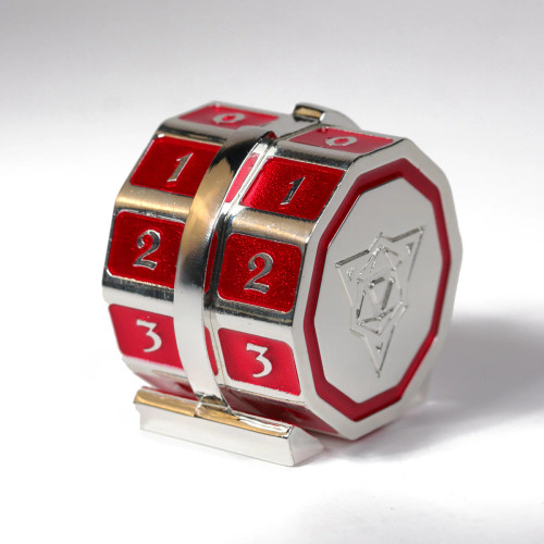 Metal counter with two spinning dials side by side