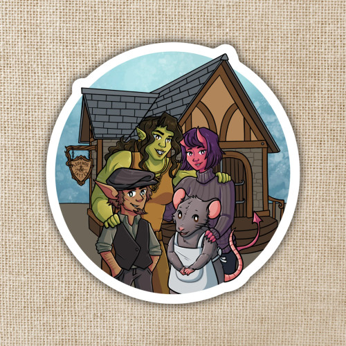 Sticker depicting characters from Legends & Lattes