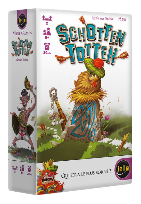 Game box, depicting a cartoon chicken sitting on top of a stone with runic carvings on it