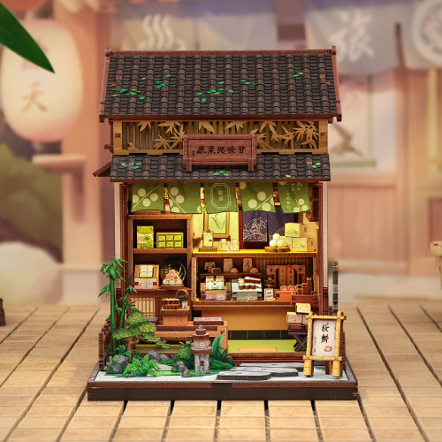 Completed model kit of a tea & sweets shop