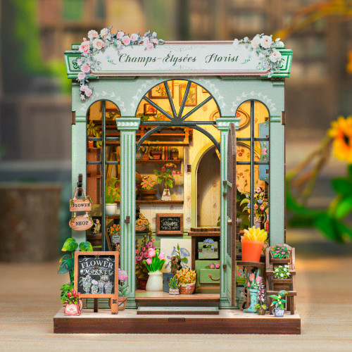 Completed model kit of a florist