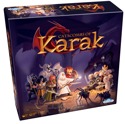 Game box, depicting fantasy heroes facing off against creatures in a dungeon
