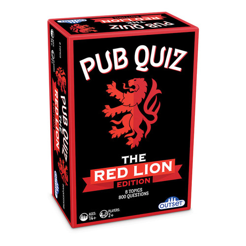 front of black and red game box featuring a red lion logo