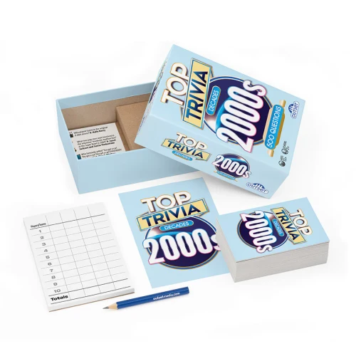 Game box with included question cards and scorepad